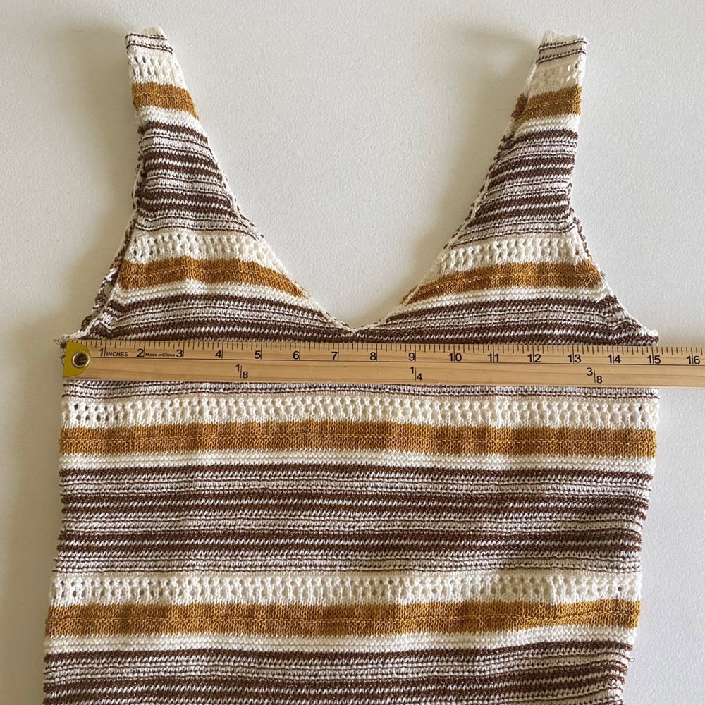 House of Harlow 1960 Crochet Knit Maxi‎ Dress Striped Boho Metallic M - Picture 8 of 10